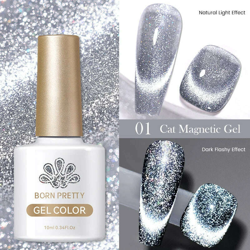 BORN PRETTY Super Shine Cat Magnetic Gel Nail Polish Sparking Shiny Varnish UV Gel For Nail Art Design Magnetic Manicure - KIMLUD