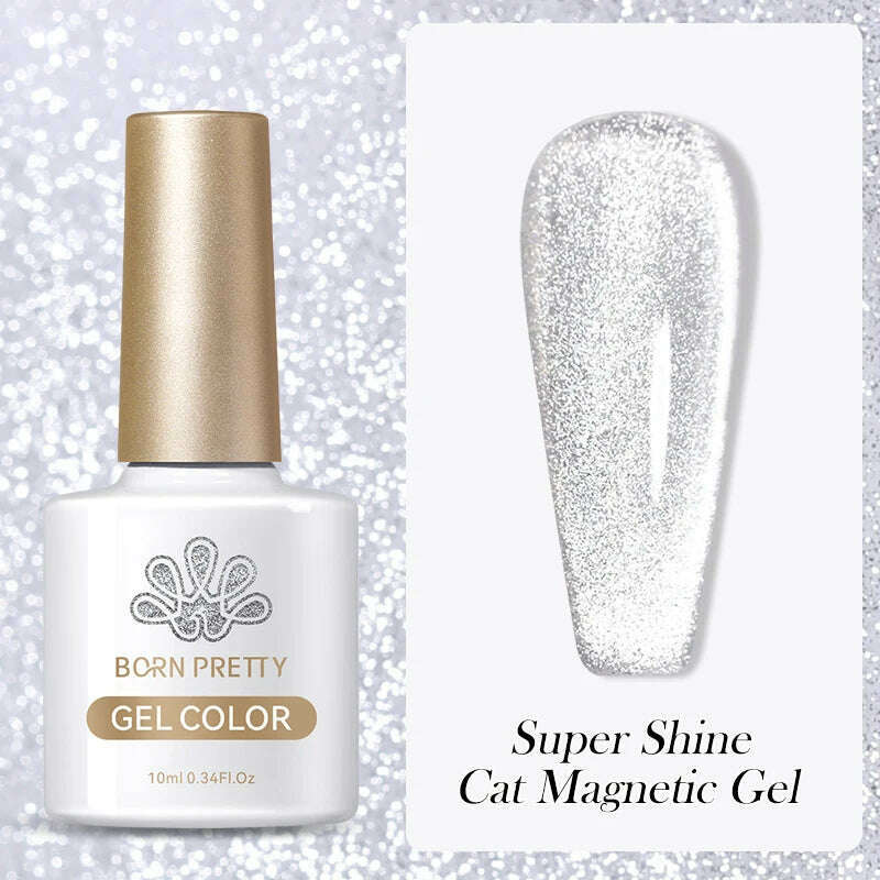 BORN PRETTY Super Shine Cat Magnetic Gel Nail Polish Sparking Shiny Varnish UV Gel For Nail Art Design Magnetic Manicure - KIMLUD