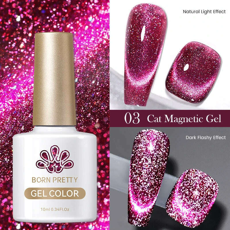 BORN PRETTY Super Shine Cat Magnetic Gel Nail Polish Sparking Shiny Varnish UV Gel For Nail Art Design Magnetic Manicure - KIMLUD