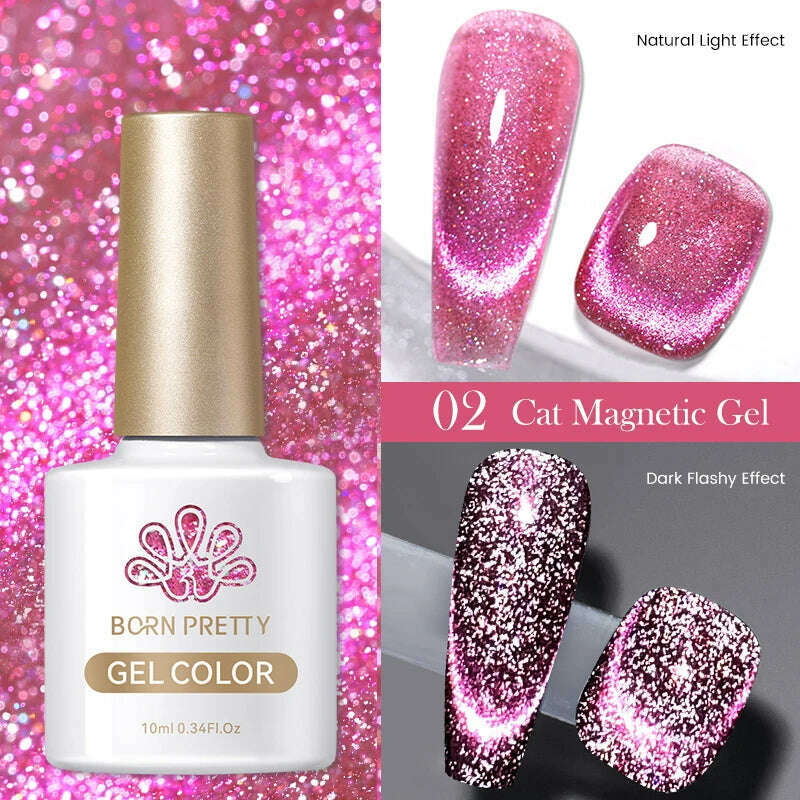 BORN PRETTY Super Shine Cat Magnetic Gel Nail Polish Sparking Shiny Varnish UV Gel For Nail Art Design Magnetic Manicure - KIMLUD
