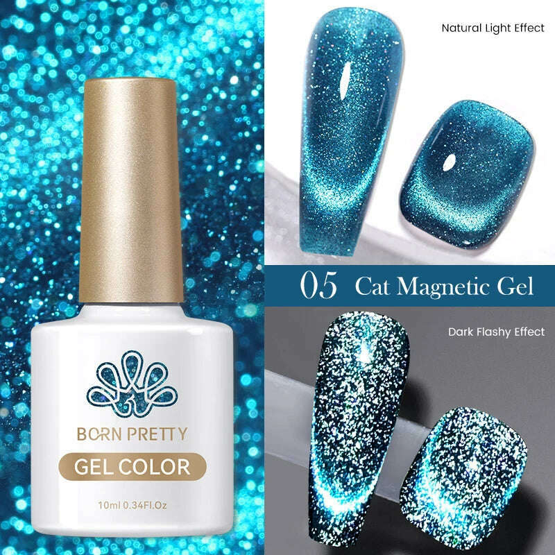 BORN PRETTY Super Shine Cat Magnetic Gel Nail Polish Sparking Shiny Varnish UV Gel For Nail Art Design Magnetic Manicure - KIMLUD