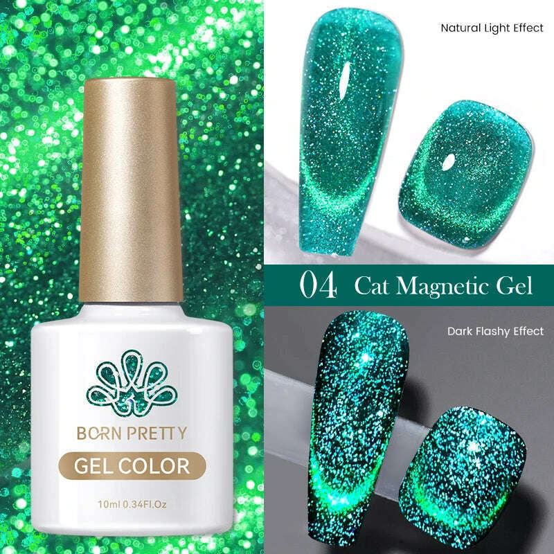BORN PRETTY Super Shine Cat Magnetic Gel Nail Polish Sparking Shiny Varnish UV Gel For Nail Art Design Magnetic Manicure - KIMLUD