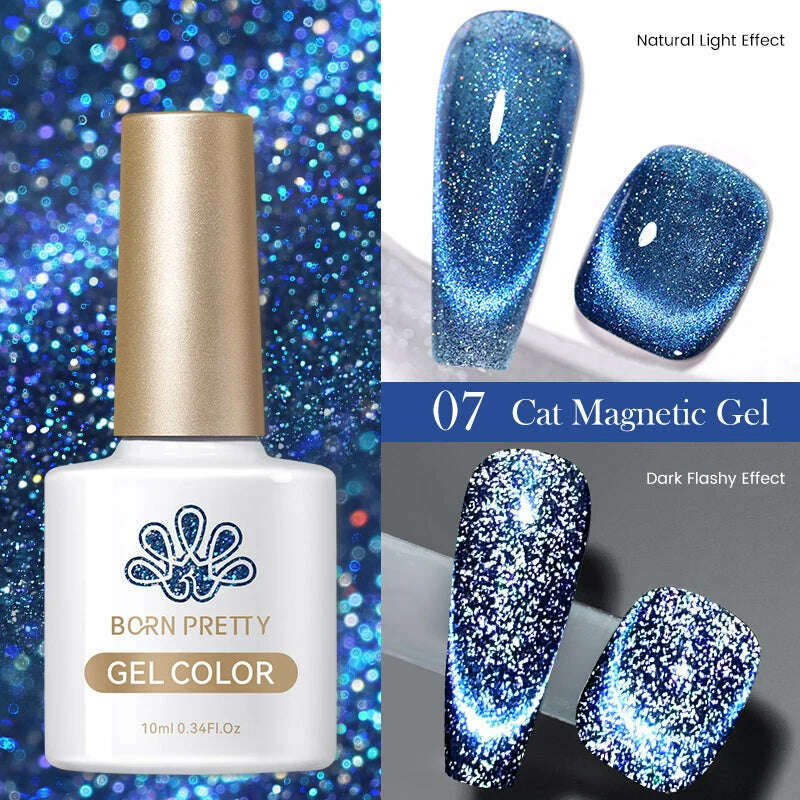 BORN PRETTY Super Shine Cat Magnetic Gel Nail Polish Sparking Shiny Varnish UV Gel For Nail Art Design Magnetic Manicure - KIMLUD