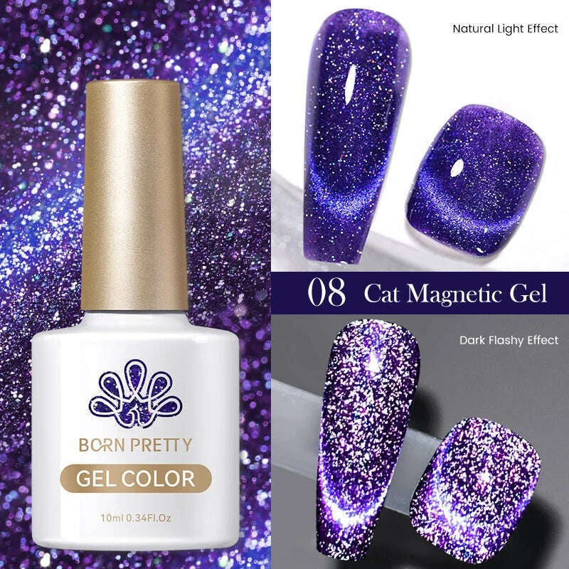 BORN PRETTY Super Shine Cat Magnetic Gel Nail Polish Sparking Shiny Varnish UV Gel For Nail Art Design Magnetic Manicure - KIMLUD