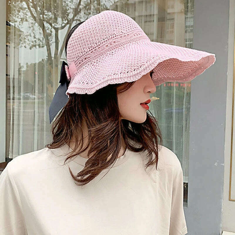 KIMLUD, Bow Fisherman Hat Empty Top Hat for Sun for Protection Summer Must Have Items fo, KIMLUD Womens Clothes