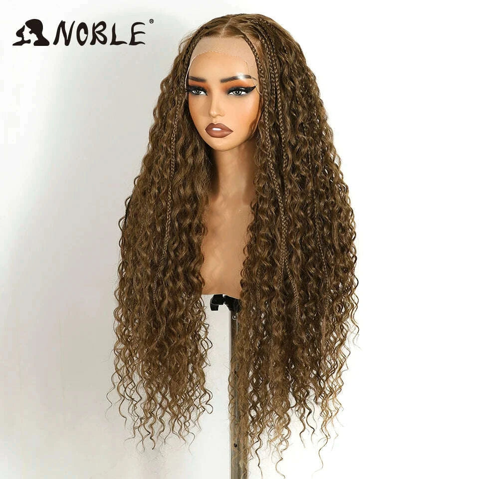 Box Braided Lace Wig - Twist Braided Style - Swiss Lace - Medium Brown | KIMLUD