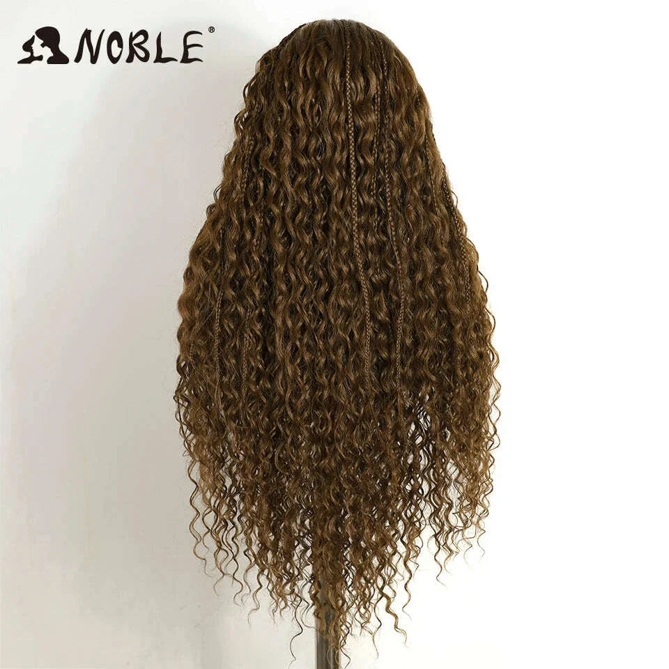 Box Braided Lace Wig - Twist Braided Style - Swiss Lace - Medium Brown | KIMLUD