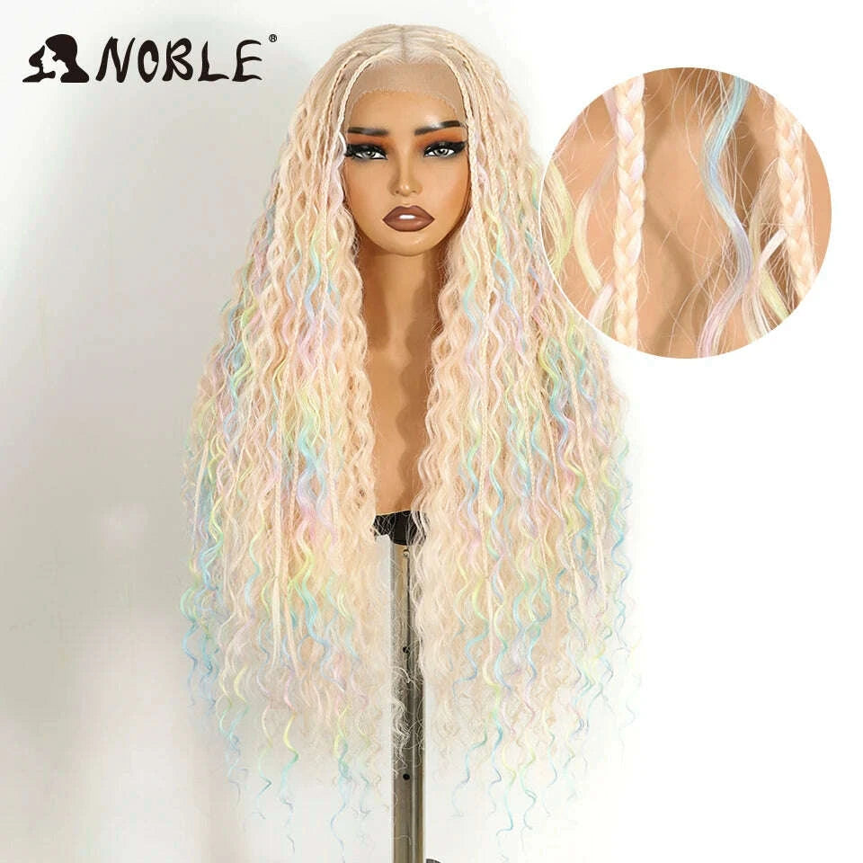 Box Braided Lace Wig - Twist Braided Style - Swiss Lace - Medium Brown | KIMLUD