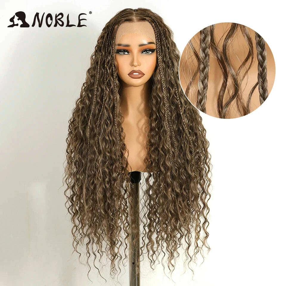 Box Braided Lace Wig - Twist Braided Style - Swiss Lace - Medium Brown | KIMLUD