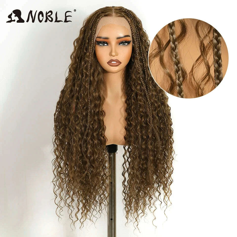 Box Braided Lace Wig - Twist Braided Style - Swiss Lace - Medium Brown | KIMLUD