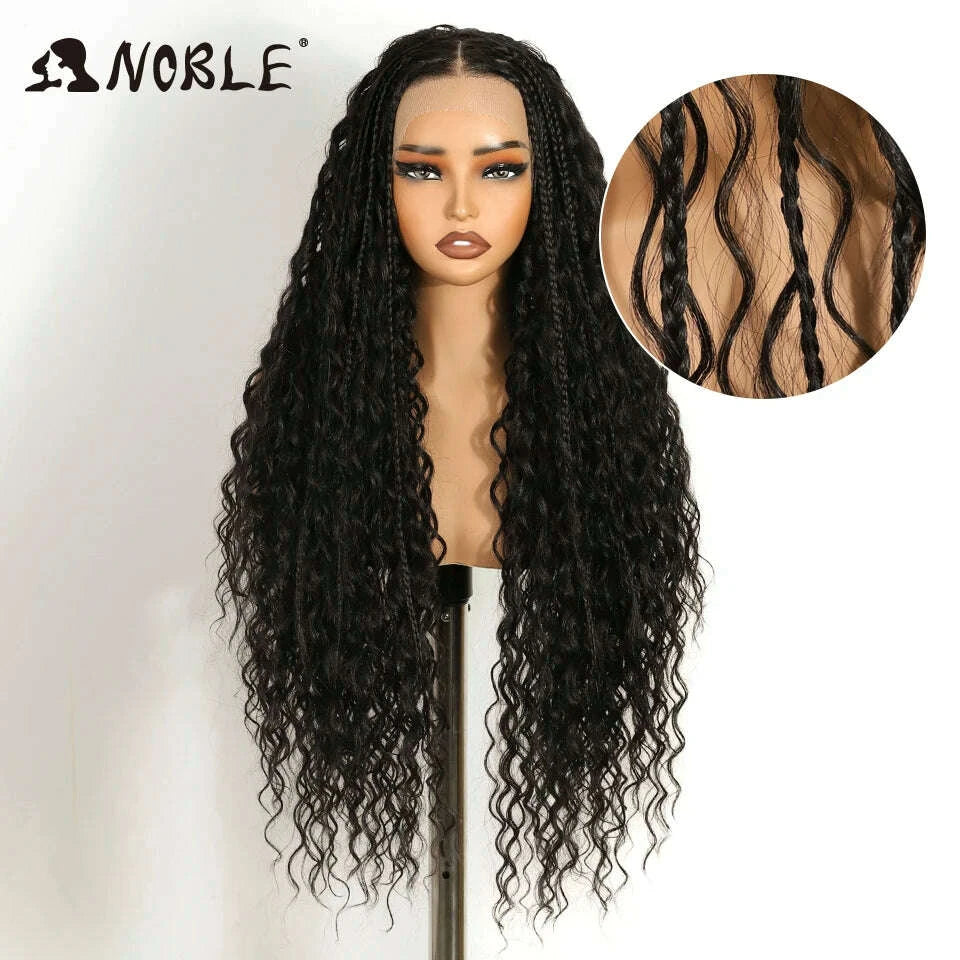 Box Braided Lace Wig - Twist Braided Style - Swiss Lace - Medium Brown | KIMLUD