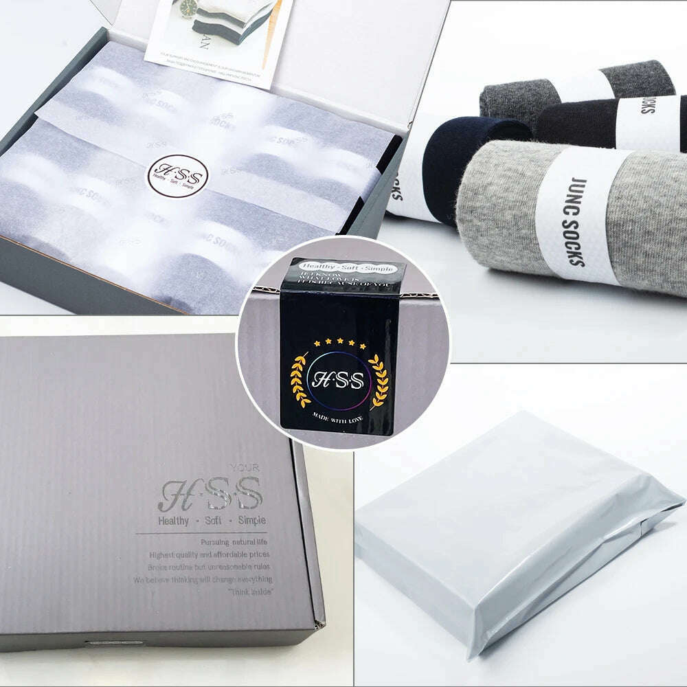 Box Pack Men's Cotton Socks 10Pairs/Box Black Business Men Socks Soft Breathable Summer Winter for Man Boy's Gift Size EUR39-45 - KIMLUD