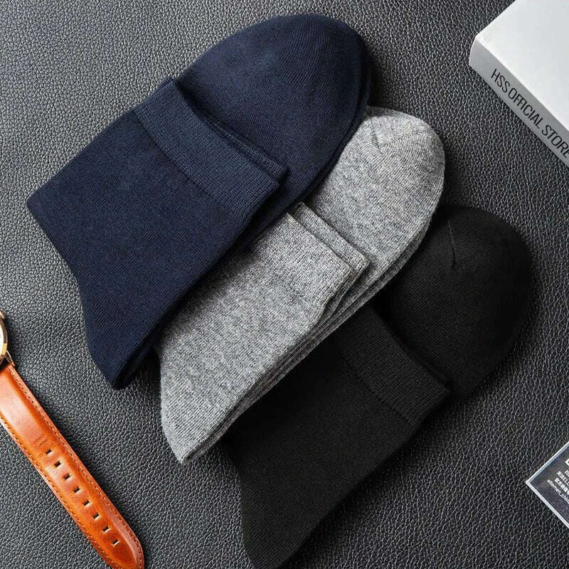 Box Pack Men's Cotton Socks 10Pairs/Box Black Business Men Socks Soft Breathable Summer Winter for Man Boy's Gift Size EUR39-45 - KIMLUD