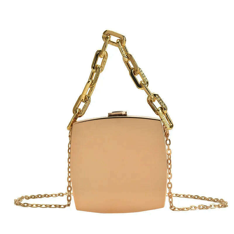KIMLUD, Box Small Bags for Women 2022 New Fashion Chain Purses and Handbags Mirror Square Shoulder Bag Woman High Quality Crossbody Bags, Gold / Mini(Max Length<20cm) / CHINA, KIMLUD Womens Clothes