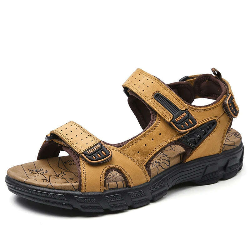 Brand Classic Mens Sandals Summer Genuine Leather Sandals Men Outdoor Casual Lightweight Sandal Fashion Men Sneakers Size 38-46 - KIMLUD