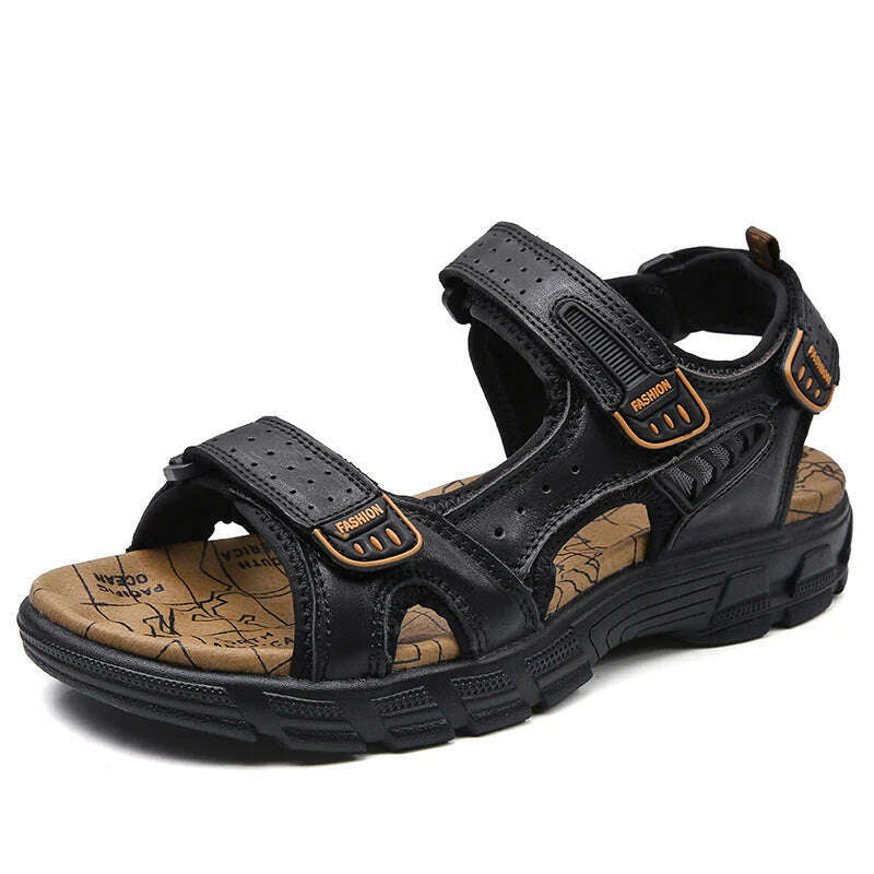 Brand Classic Mens Sandals Summer Genuine Leather Sandals Men Outdoor Casual Lightweight Sandal Fashion Men Sneakers Size 38-46 - KIMLUD