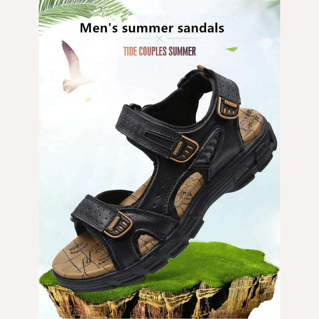Brand Classic Mens Sandals Summer Genuine Leather Sandals Men Outdoor Casual Lightweight Sandal Fashion Men Sneakers Size 38-46 - KIMLUD