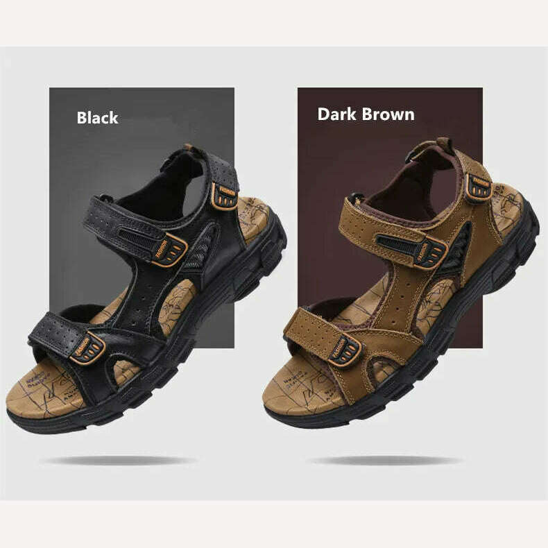 Brand Classic Mens Sandals Summer Genuine Leather Sandals Men Outdoor Casual Lightweight Sandal Fashion Men Sneakers Size 38-46 - KIMLUD