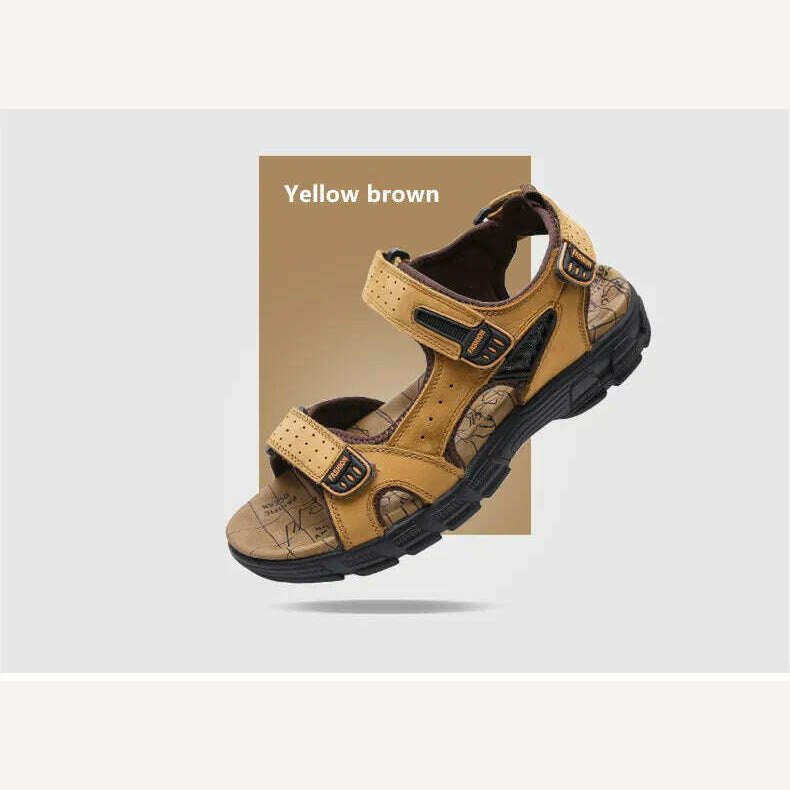 Brand Classic Mens Sandals Summer Genuine Leather Sandals Men Outdoor Casual Lightweight Sandal Fashion Men Sneakers Size 38-46 - KIMLUD