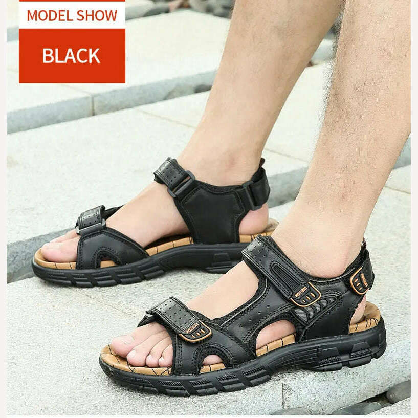 Brand Classic Mens Sandals Summer Genuine Leather Sandals Men Outdoor Casual Lightweight Sandal Fashion Men Sneakers Size 38-46 - KIMLUD