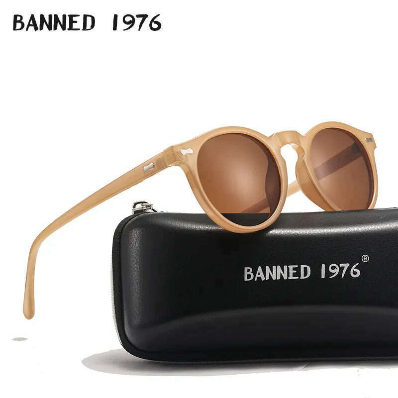 KIMLUD, Brand Designer Women Men Polarized Sunglasses Vintage Round Lens Cool Driving Sun Glasses UV400 Oculos Cat Eyes Girl's Shades, KIMLUD Women's Clothes
