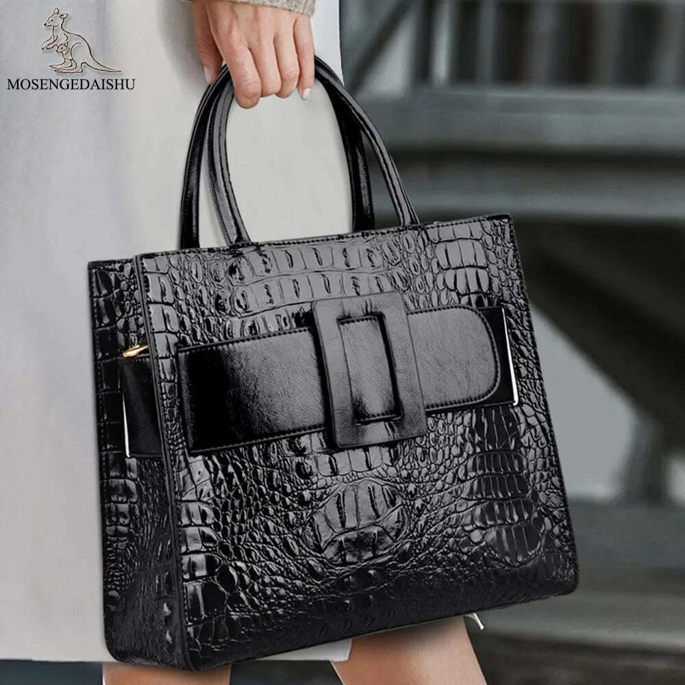 KIMLUD, Brand Women Crocodile Handbag Luxury Belt Handbags Women Leather Shoulder Bags Designer Crossbody Bags Female Retro Tote Handbag, KIMLUD Womens Clothes