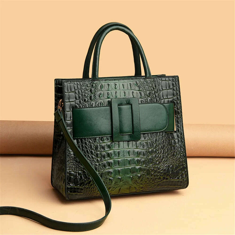 KIMLUD, Brand Women Crocodile Handbag Luxury Belt Handbags Women Leather Shoulder Bags Designer Crossbody Bags Female Retro Tote Handbag, KIMLUD Womens Clothes