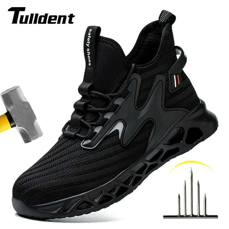 Breathable Men Work Safety Shoes Anti-smashing Steel Toe Cap Working Boots Construction Indestructible Work Sneakers Men Shoes - KIMLUD
