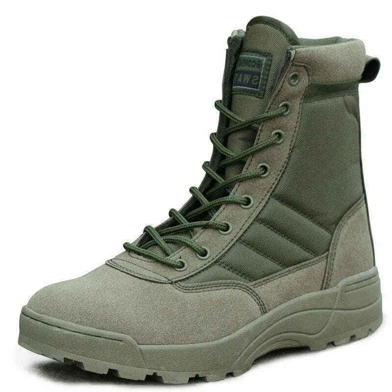 KIMLUD, Breathable Mesh Tactical Military Boots Men Boots Outdoor Lightweight Hiking Boots New Desert Combat Army Boots Work Men Shoes, Green / 37, KIMLUD Womens Clothes