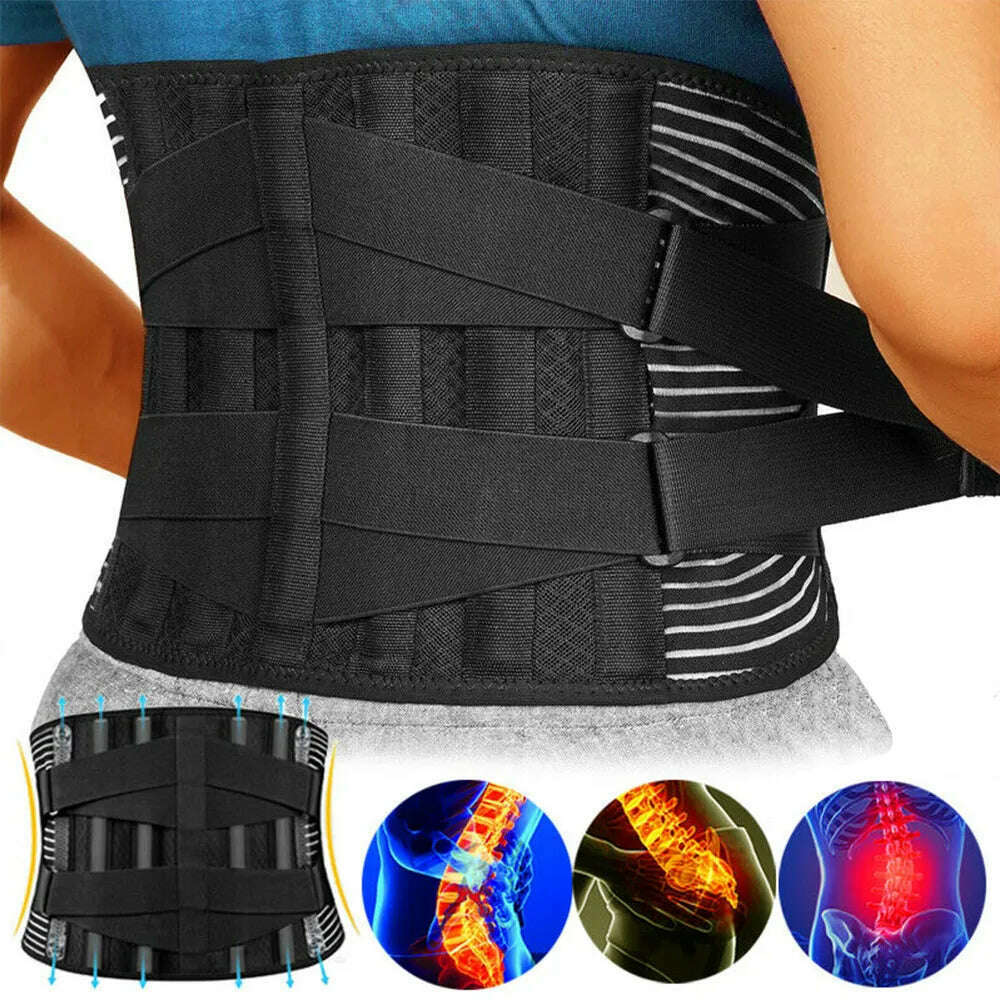 KIMLUD, Breathable Waist Braces Back Support Belt  Anti-skid Lumbar Support Belt with 16-hole Mesh for Lower Back Pain Relief, Sciatica, KIMLUD Women's Clothes