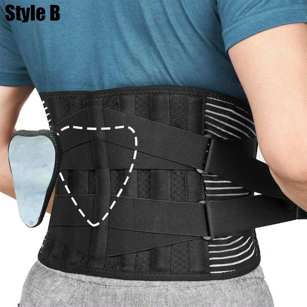 KIMLUD, Breathable Waist Braces Back Support Belt  Anti-skid Lumbar Support Belt with 16-hole Mesh for Lower Back Pain Relief, Sciatica, Style B / S for waist 60-80cm, KIMLUD Women's Clothes