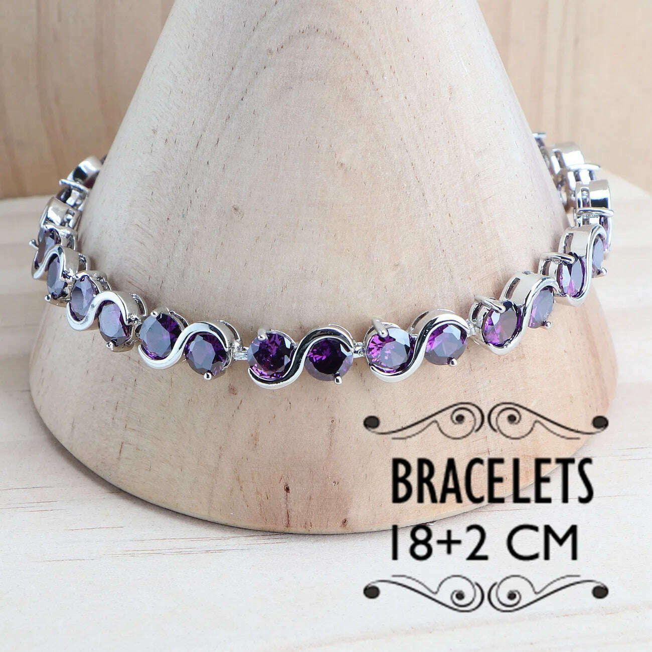 KIMLUD, Bridal Silver 925 Jewelry Sets For Women Wedding Jewelry Ladies Purple Zircon Rings Bracelets Set Earrings Pendant Necklace, KIMLUD Women's Clothes
