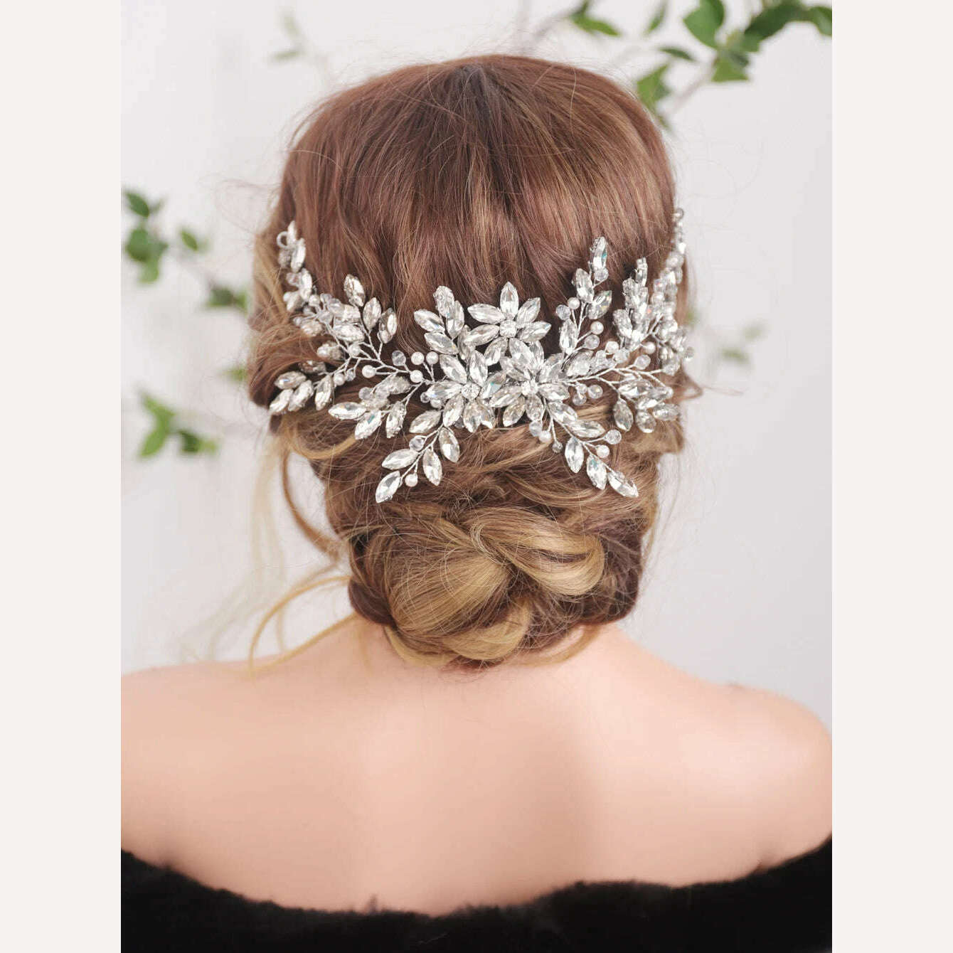 Bridal Vintage Silver Full Rhinestones Big Hair Comb Bridal Shinny Pearls and Crystals Comb Headpiece Bridal Hair Piece Wedding - KIMLUD