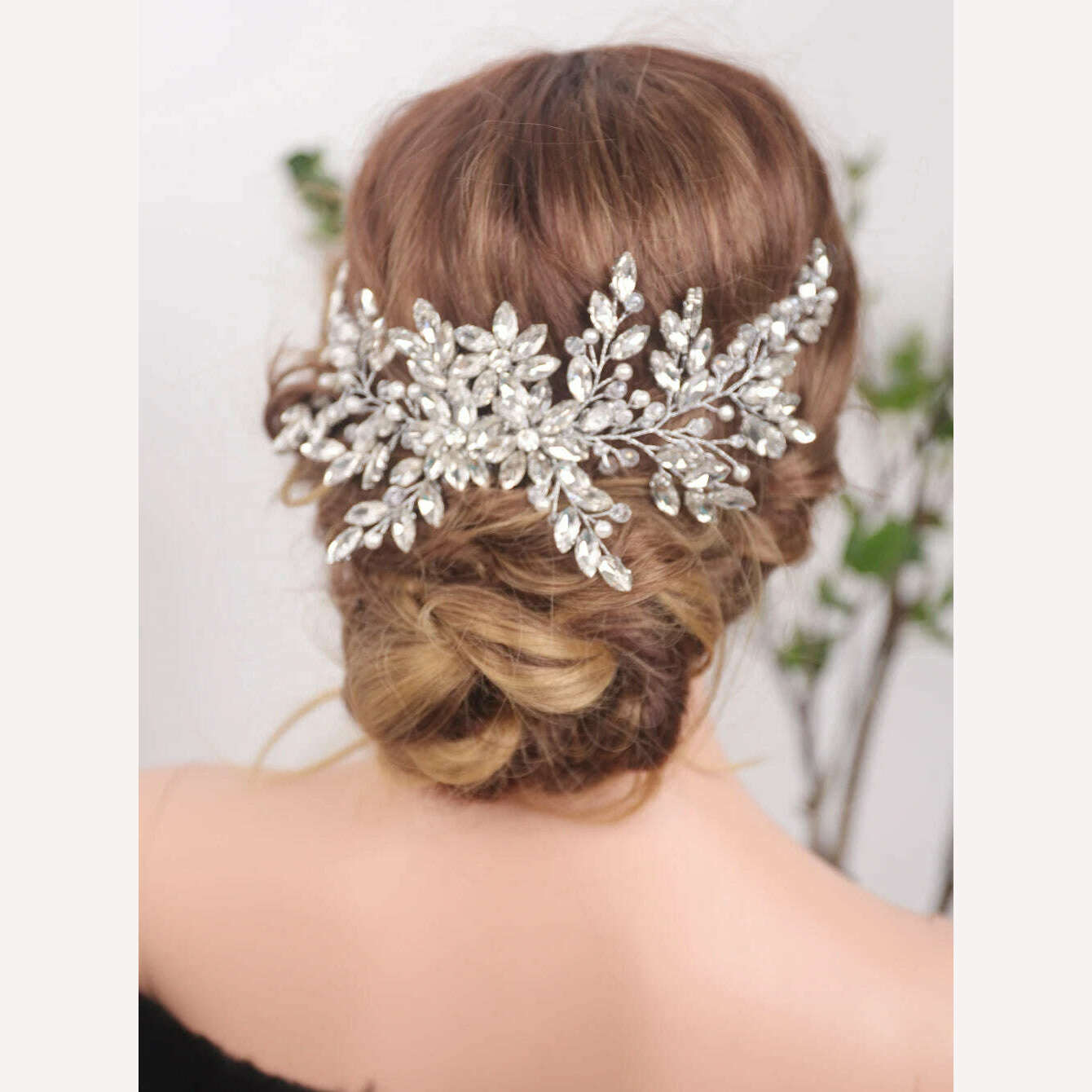 Bridal Vintage Silver Full Rhinestones Big Hair Comb Bridal Shinny Pearls and Crystals Comb Headpiece Bridal Hair Piece Wedding - KIMLUD