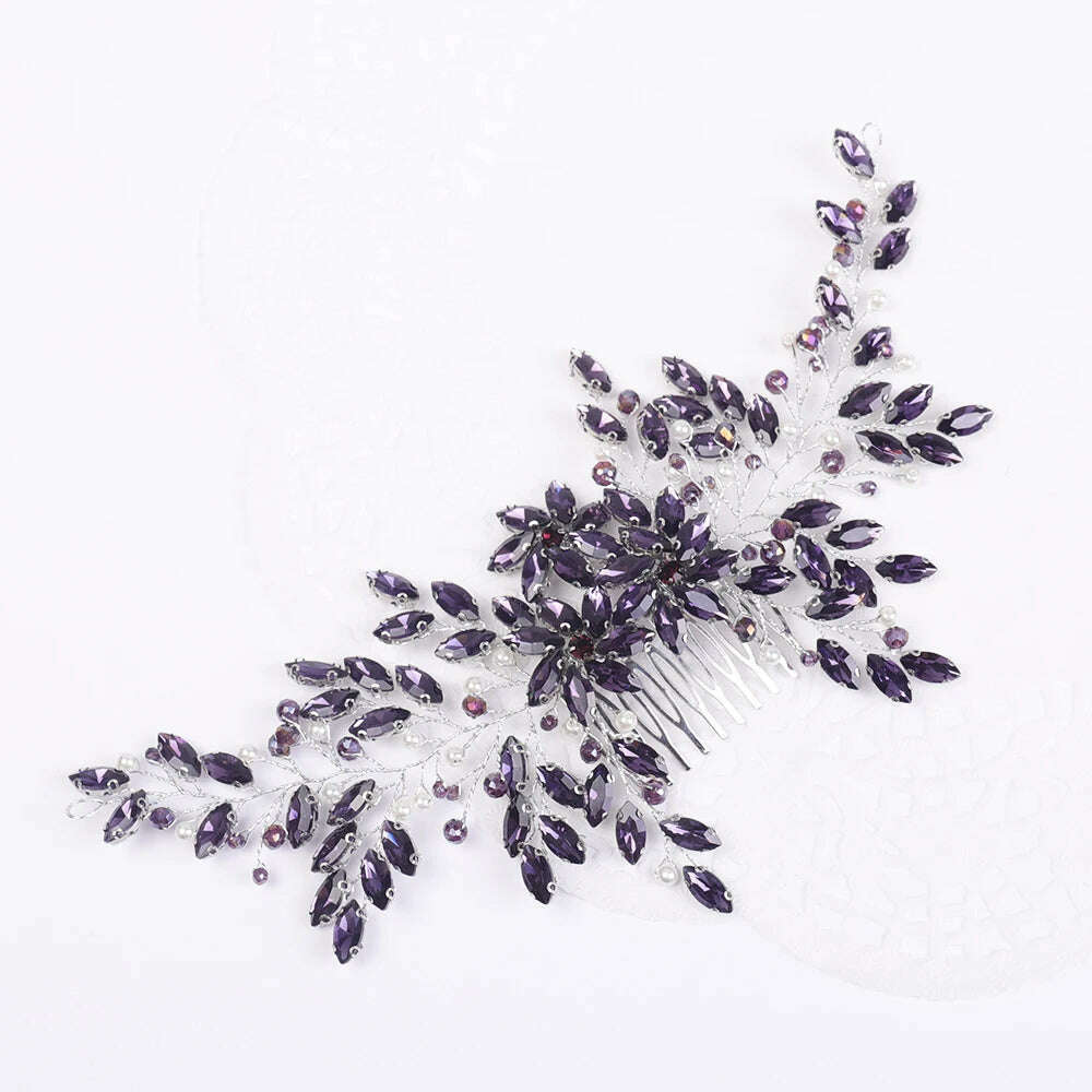 Bridal Vintage Silver Full Rhinestones Big Hair Comb Bridal Shinny Pearls and Crystals Comb Headpiece Bridal Hair Piece Wedding - KIMLUD