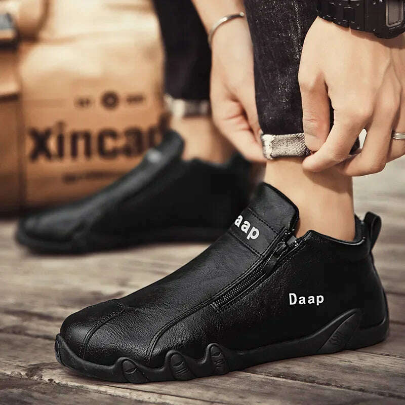 KIMLUD, British Style Fashion Short Boots Men  Luxury Leather Anti Slip Comfortable Work Shoes Outdoor Travel Sports Casual Shoes, KIMLUD Womens Clothes