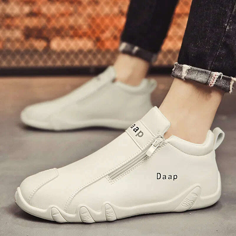 KIMLUD, British Style Fashion Short Boots Men  Luxury Leather Anti Slip Comfortable Work Shoes Outdoor Travel Sports Casual Shoes, KIMLUD Womens Clothes