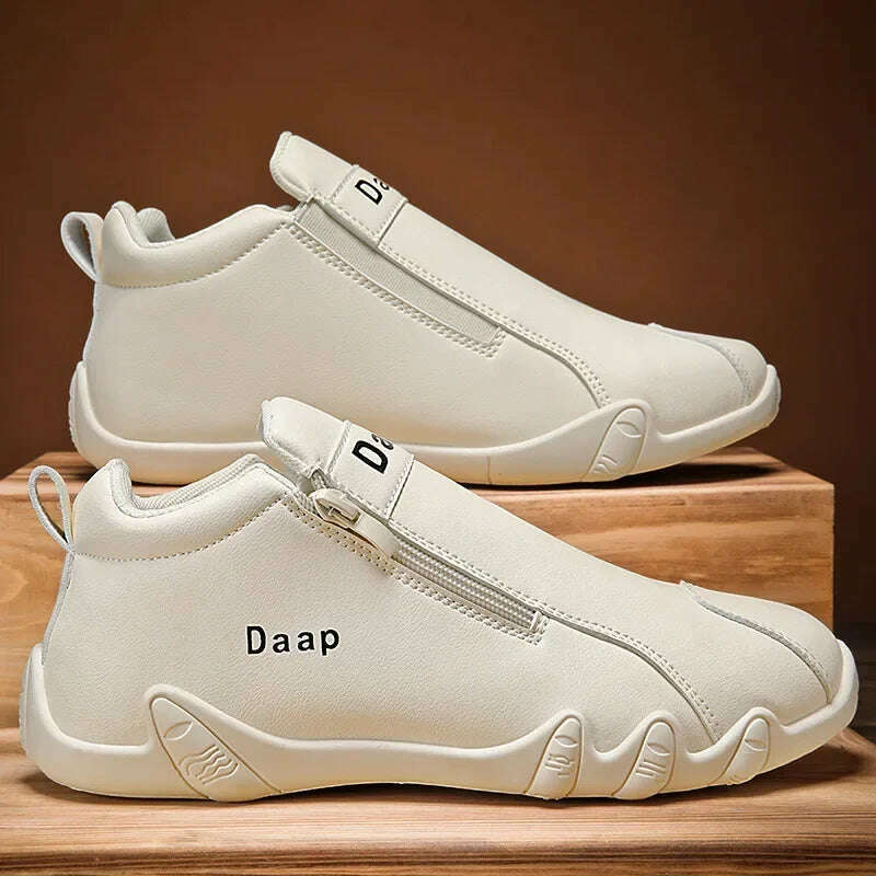 KIMLUD, British Style Fashion Short Boots Men  Luxury Leather Anti Slip Comfortable Work Shoes Outdoor Travel Sports Casual Shoes, Beige / 42, KIMLUD APPAREL - Womens Clothes