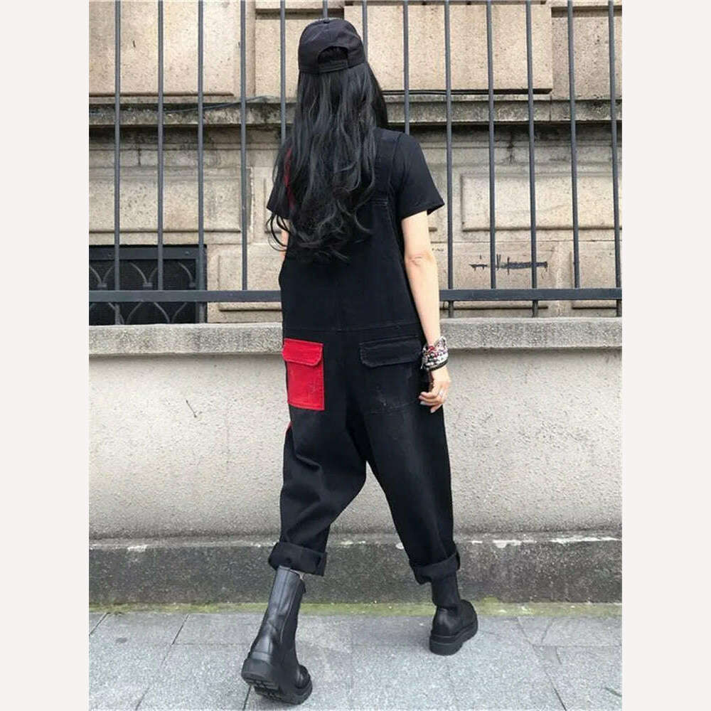 British Style Letter Print Jumpsuits New Female Retro Overalls Women Casual Loose Jeans Punk Harajuku Rompers Combinaison Femme - KIMLUD