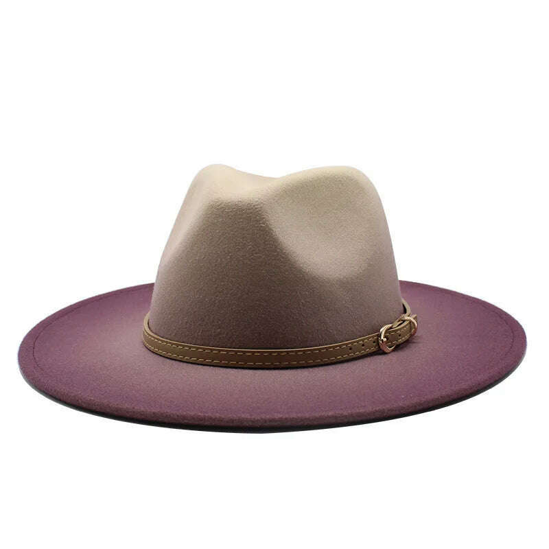 KIMLUD, British Style winter wool Wide Brim fedoras cap men women Panama Style Jazz Hats Fashion Party Trilby Gambler Hat, 1 / 56-58cm / China, KIMLUD Womens Clothes