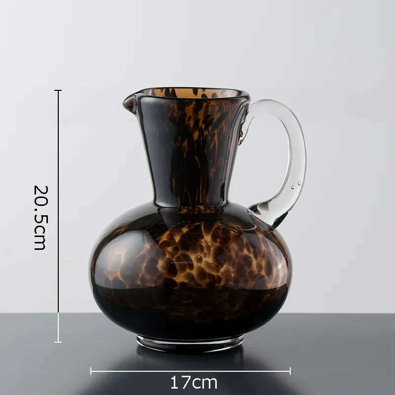 KIMLUD, Brown Leopard Print Glass Vase Desk Decoration Hydroponics Flower Pots Decorative Flower Arrangement Modern Decor Floral Vases, B, KIMLUD Womens Clothes