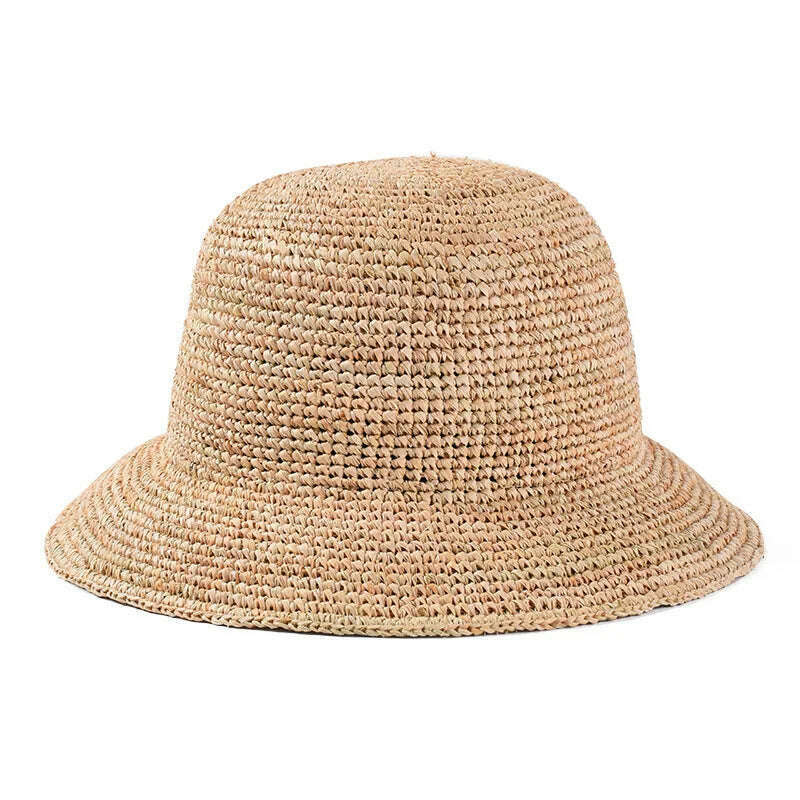 KIMLUD, Bucket Hats For Women Luxury Designer Brand Summer Straw Beach Hat Foldable Sun Hats Jacquemus Hat Wholesale, KIMLUD Women's Clothes