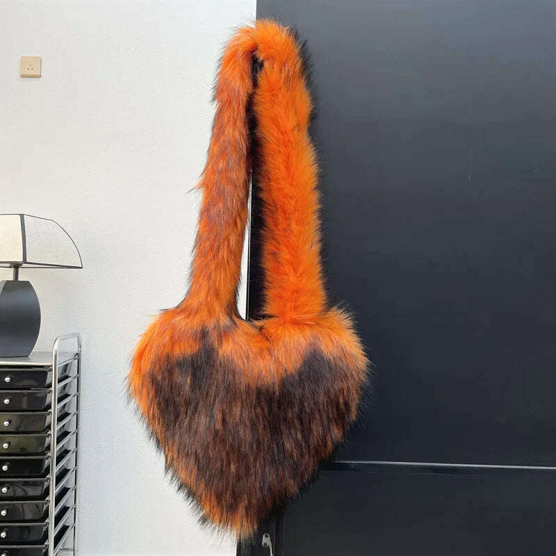 KIMLUD, Bucket Orange Hat Love Bag Winter Warmth Thickened Imitation Raccoon Fur Fisherman Hat Women's Bucket Hat Fur Hat sets, 37 / M55-58cm, KIMLUD Womens Clothes