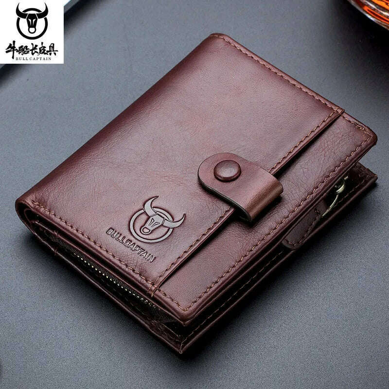 KIMLUD, BULLCAPTAIN Captain Niu Men's Leather Wallet Short Vertical Multifunctional Detachable Belt Coin Clip Business Casual Coin Bag, KIMLUD Womens Clothes