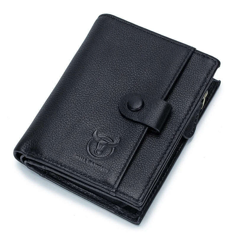 KIMLUD, BULLCAPTAIN Captain Niu Men's Leather Wallet Short Vertical Multifunctional Detachable Belt Coin Clip Business Casual Coin Bag, Black / China, KIMLUD Womens Clothes
