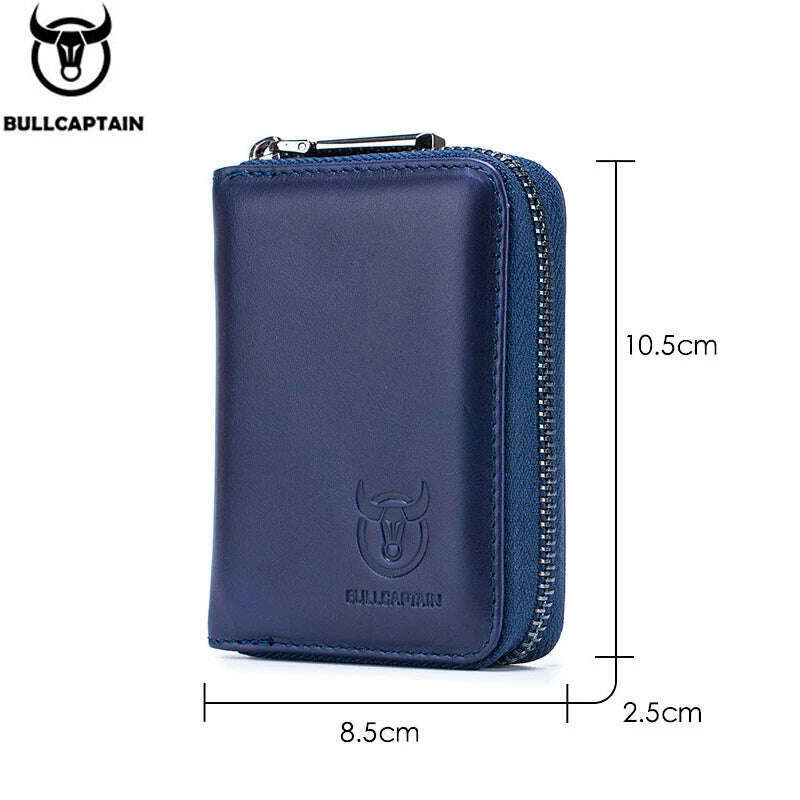 KIMLUD, BULLCAPTAIN Leather Credit Card ID Card Holder Wallet Wallet Men Fashion Rfid Card Holder Wallet Business Card Holder Bag, KIMLUD Womens Clothes