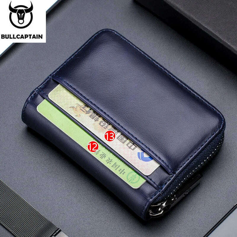 KIMLUD, BULLCAPTAIN Leather Credit Card ID Card Holder Wallet Wallet Men Fashion Rfid Card Holder Wallet Business Card Holder Bag, KIMLUD Women's Clothes