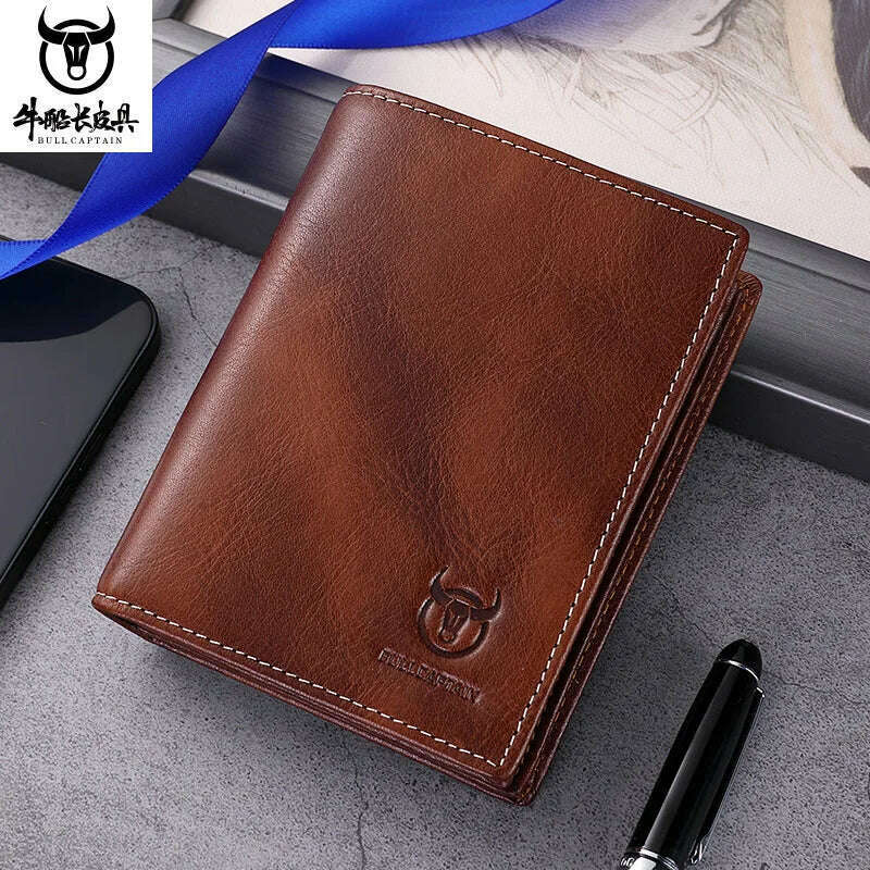 KIMLUD, BULLCAPTAIN wallet men's genuine leather RFID anti-theft wallet, multi slot large capacity wallet, multifunctional wallet, coffee / CHINA, KIMLUD Womens Clothes