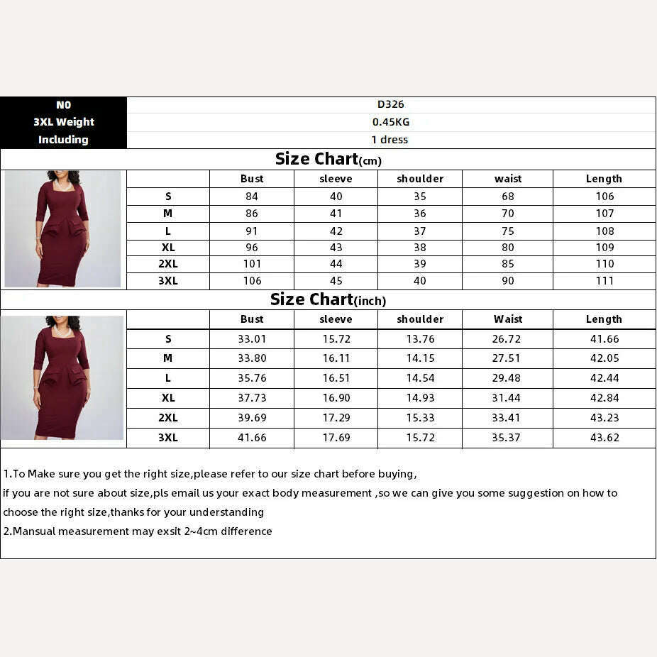 KIMLUD, Business Bodycon Midi Dress Women Solid Square Collar 3/4 Sleeve Slim Fit Zipper Up Work Party Pencil Dress with Pocket, KIMLUD Women's Clothes