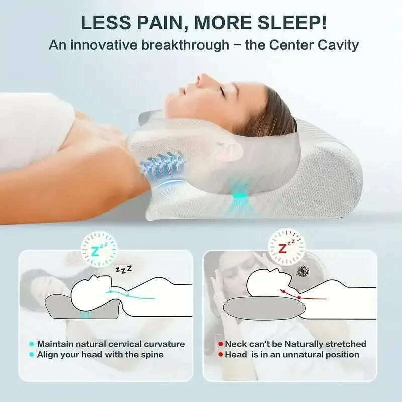 KIMLUD, Butterfly Sleep Memory Neck Pillow Slow Rebound Comfortable Memory Foam Sleep Pillow Cervical Orthopedic Neck Massage Bed Pillow, KIMLUD Womens Clothes